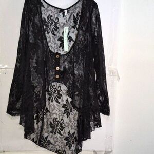 Dressfo Plus Sized Women's Lacey Cardigan Cover Witchy Whimsigoth Fairycore 4X
